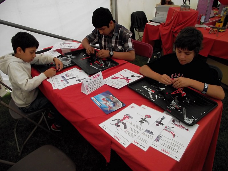 Youngsters try our Meccano in our Make It With Meccano workshop at the Great Get Together on 28th June 2014