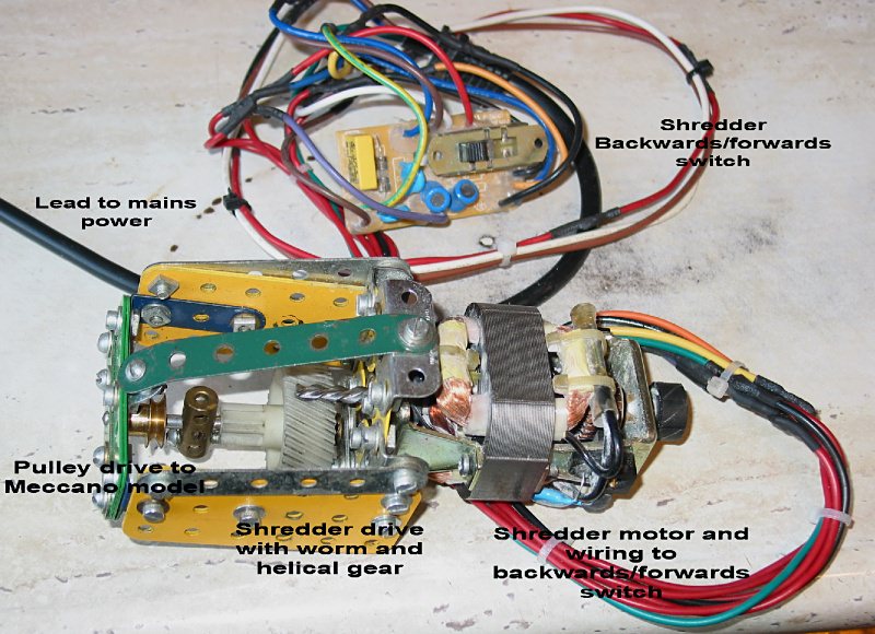 Paper shredder motor and switch gear