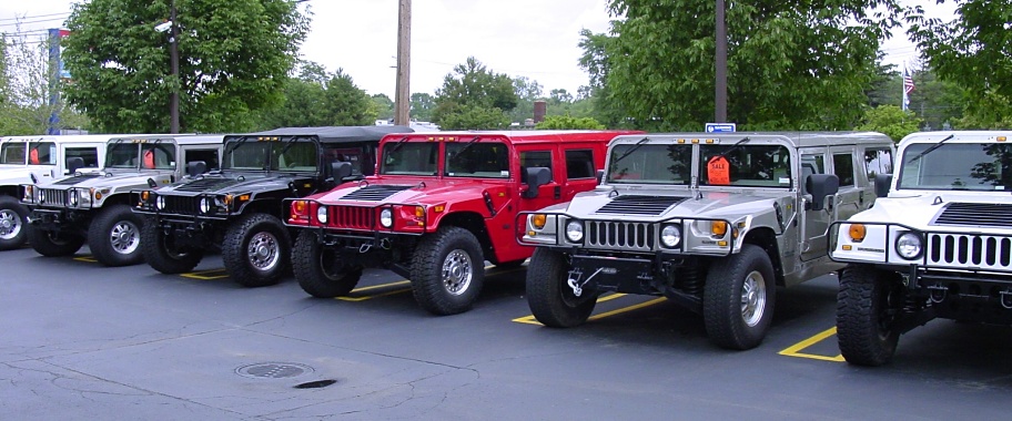 Figure 4: Hummers lined up at the dealer