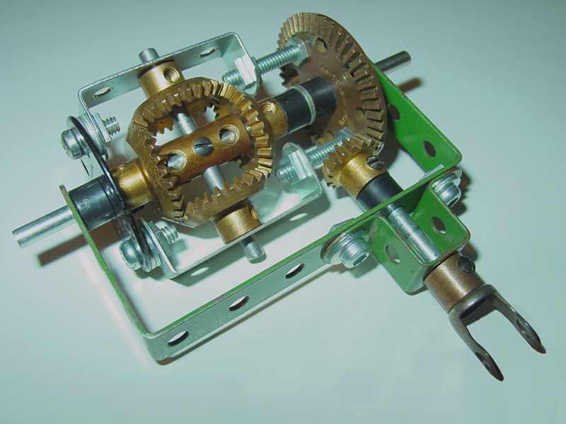 A Meccano differential built using the bevel gears referred to in this article