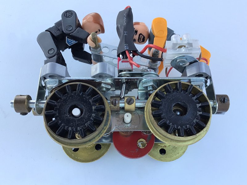 Side view of the Mk2 car showing the switch and control rod for auto-reversing