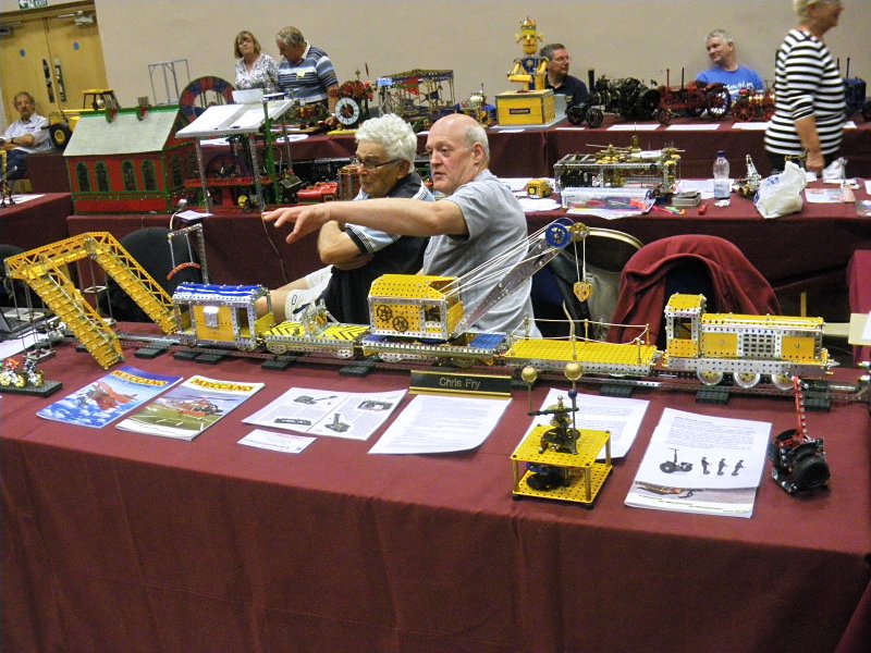 Ivor Ellard and Chris Fry admire the models at the International Meccano Model Show in 2014