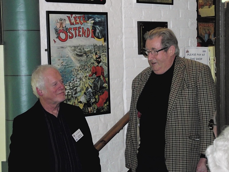 Sir William McAlpine (right) gives his talk as Chris Littledale looks on