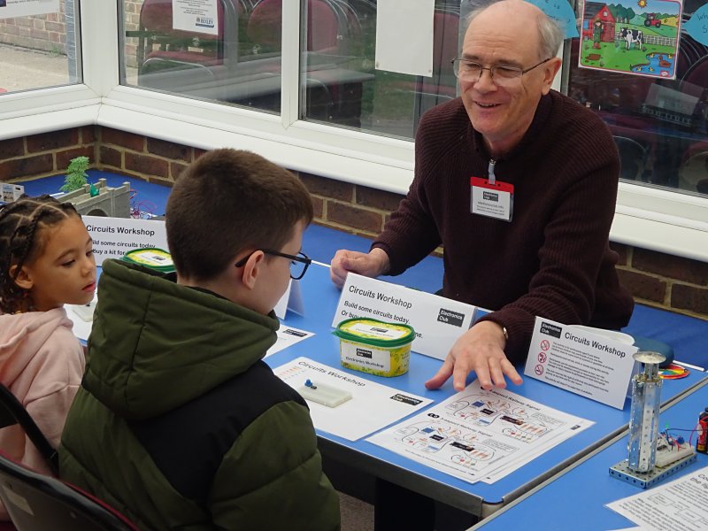 John Hewes running the Electronics Club Circuits Workshop
