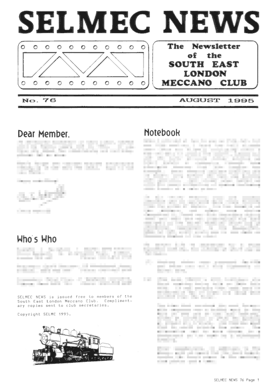 August 1995 Newsletter cover