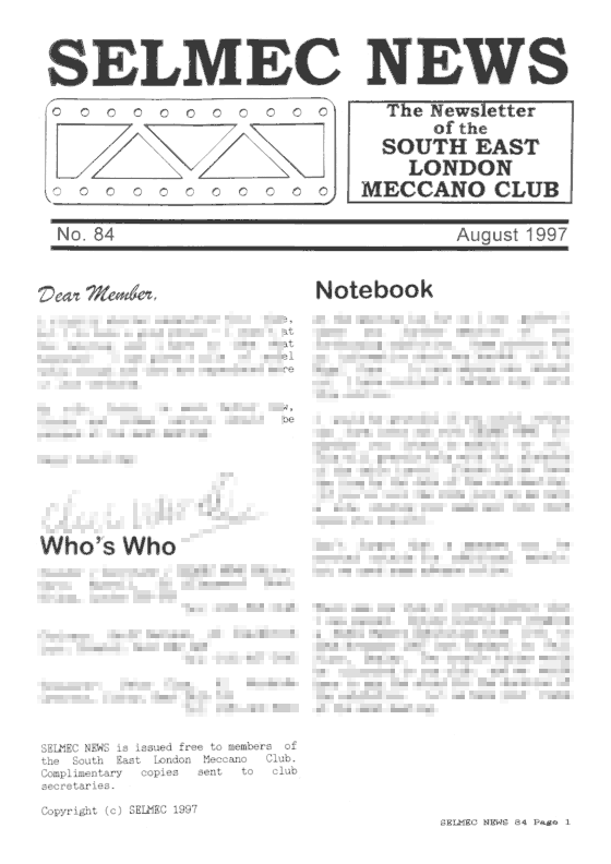 August 1997 Newsletter cover