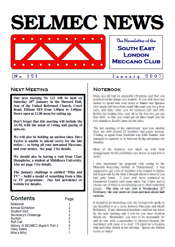 January 2007 Newsletter cover