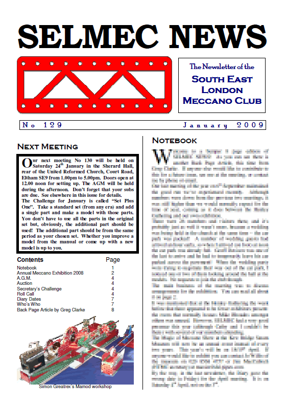 January 2009 Newsletter cover