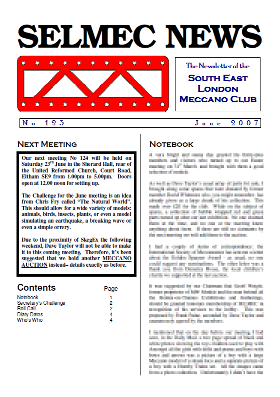 June 2007 Newsletter cover