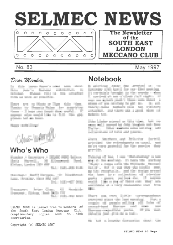 May 1997 Newsletter cover