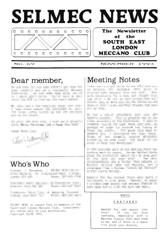 November 1993 Newsletter cover