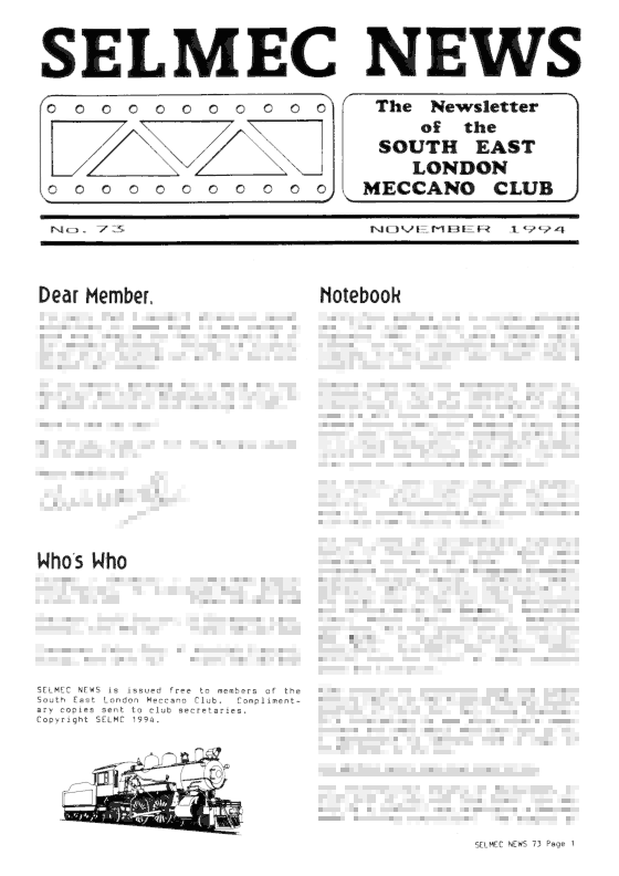 November 1994 Newsletter cover