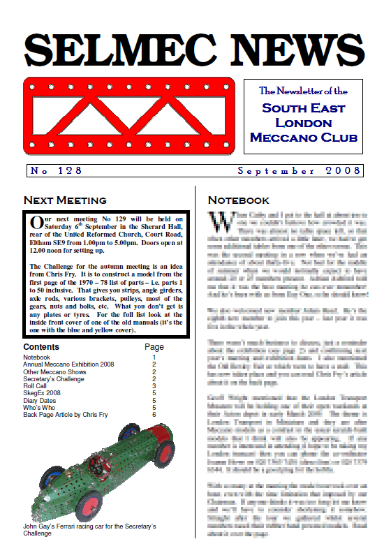 September 2008 Newsletter cover