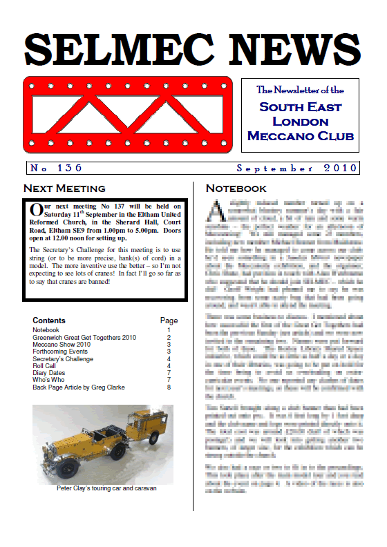 September 2010 Newsletter cover