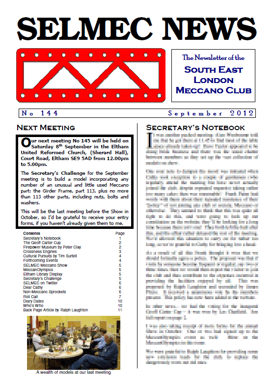 September 2012 Newsletter cover
