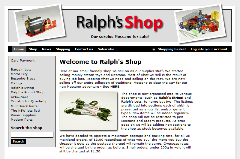 Ralph’s Shop homepage